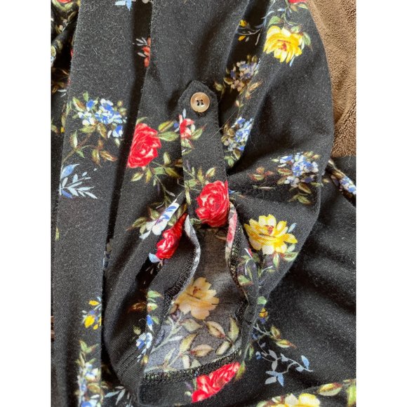 Rue 21 Women's Blouse Size Medium Floral Print Off The Shoulder Button Up Sleeve - Picture 4 of 6